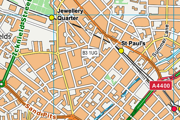 B3 1UG map - OS VectorMap District (Ordnance Survey)