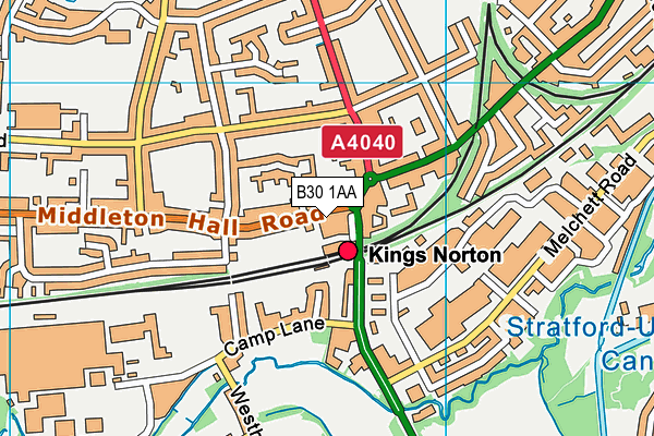 B30 1AA map - OS VectorMap District (Ordnance Survey)