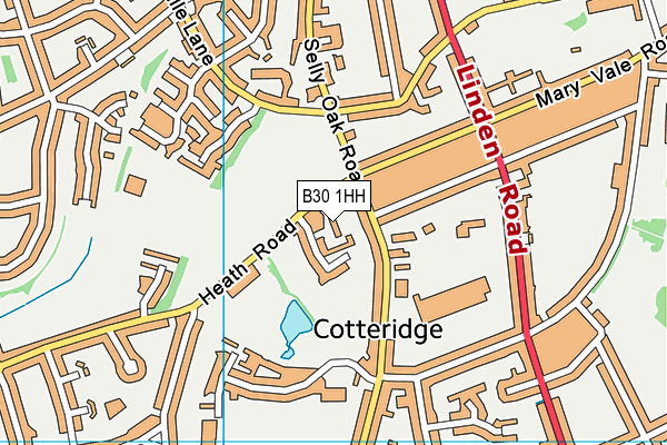 Rowheath Pavilion map (B30 1HH) - OS VectorMap District (Ordnance Survey)