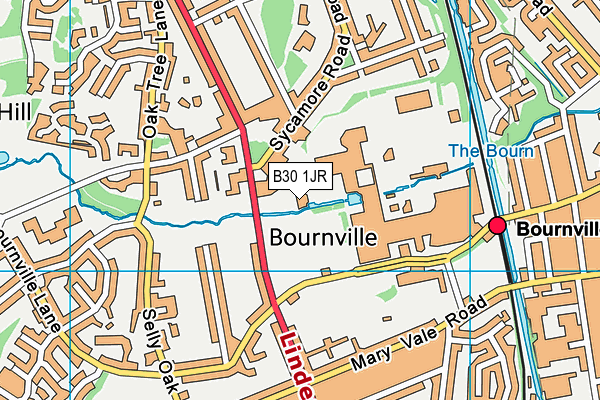 Bournville Recreation Ground map (B30 1JR) - OS VectorMap District (Ordnance Survey)