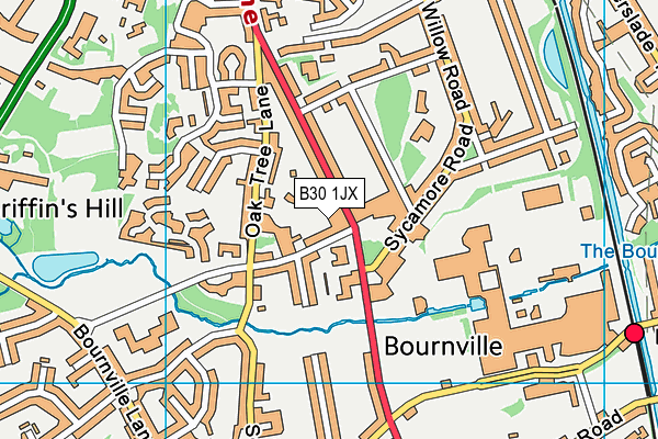 B30 1JX map - OS VectorMap District (Ordnance Survey)