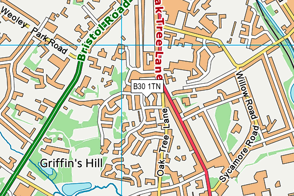 B30 1TN map - OS VectorMap District (Ordnance Survey)