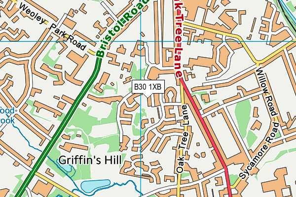 B30 1XB map - OS VectorMap District (Ordnance Survey)