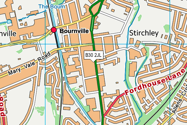 Stirchley Primary School map (B30 2JL) - OS VectorMap District (Ordnance Survey)