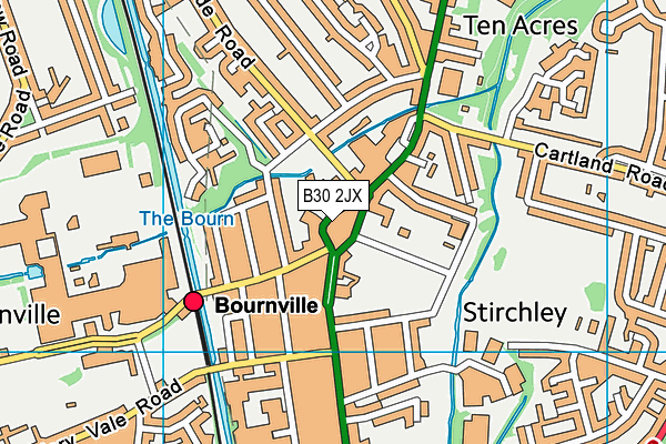 B30 2JX map - OS VectorMap District (Ordnance Survey)