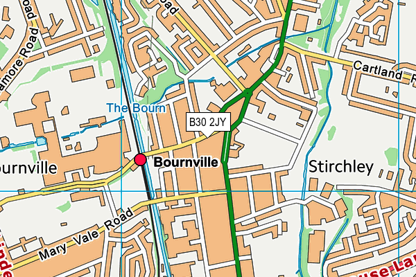 Stirchley Baths map (B30 2JY) - OS VectorMap District (Ordnance Survey)