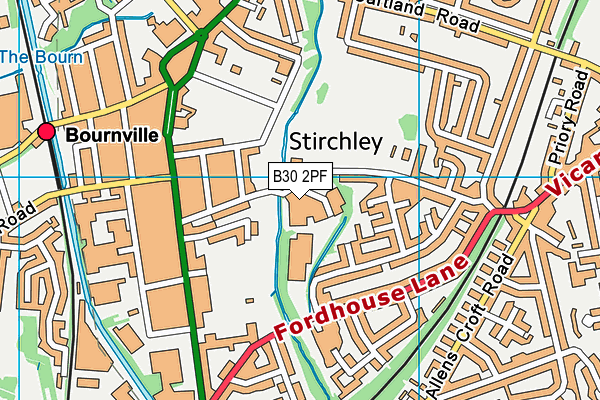 B30 2PF map - OS VectorMap District (Ordnance Survey)