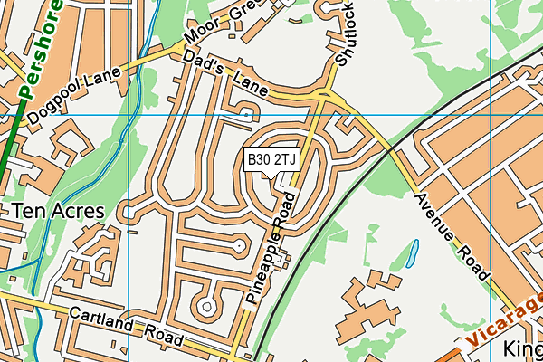 B30 2TJ map - OS VectorMap District (Ordnance Survey)
