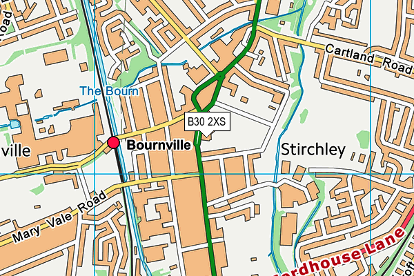 Stirchley Indoor Bowls Centre (Closed) map (B30 2XS) - OS VectorMap District (Ordnance Survey)