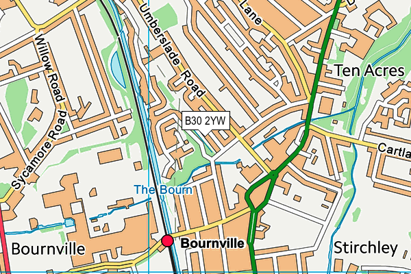 B30 2YW map - OS VectorMap District (Ordnance Survey)