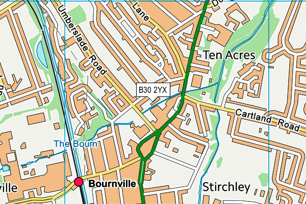 B30 2YX map - OS VectorMap District (Ordnance Survey)