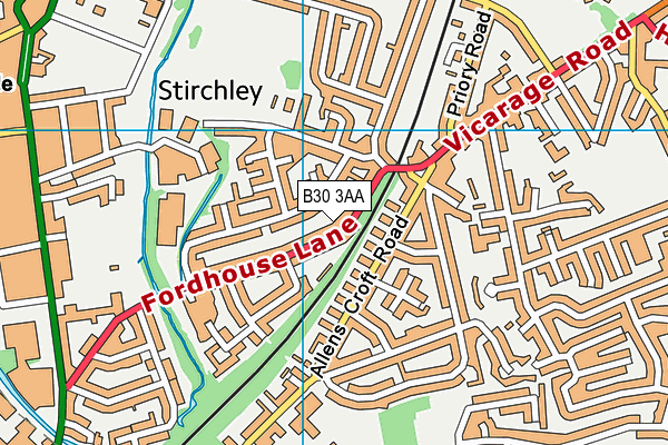 B30 3AA map - OS VectorMap District (Ordnance Survey)