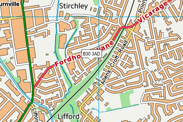 B30 3AD map - OS VectorMap District (Ordnance Survey)