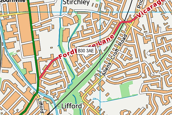 B30 3AE map - OS VectorMap District (Ordnance Survey)