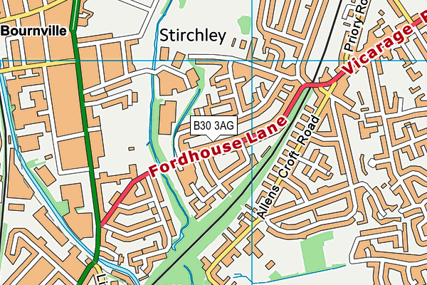 B30 3AG map - OS VectorMap District (Ordnance Survey)