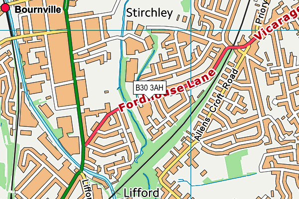 B30 3AH map - OS VectorMap District (Ordnance Survey)