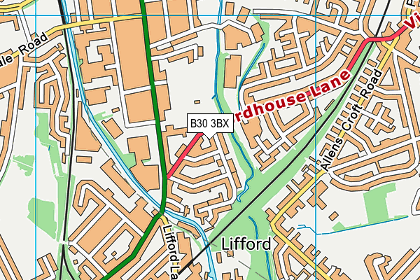 B30 3BX map - OS VectorMap District (Ordnance Survey)