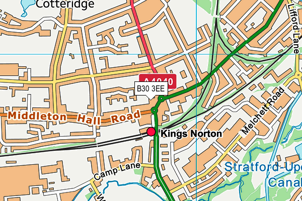 B30 3EE map - OS VectorMap District (Ordnance Survey)