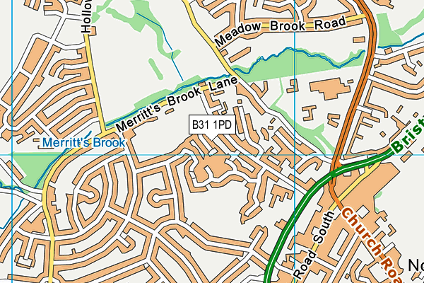 Merrits Brook map (B31 1PD) - OS VectorMap District (Ordnance Survey)