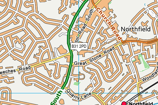 Northfield Leisure Centre map (B31 2PD) - OS VectorMap District (Ordnance Survey)