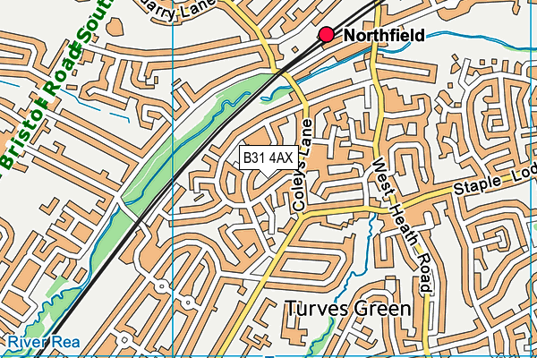 B31 4AX map - OS VectorMap District (Ordnance Survey)