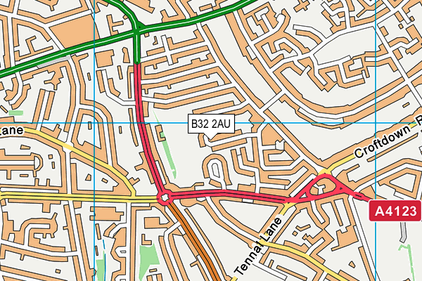 B32 2AU map - OS VectorMap District (Ordnance Survey)