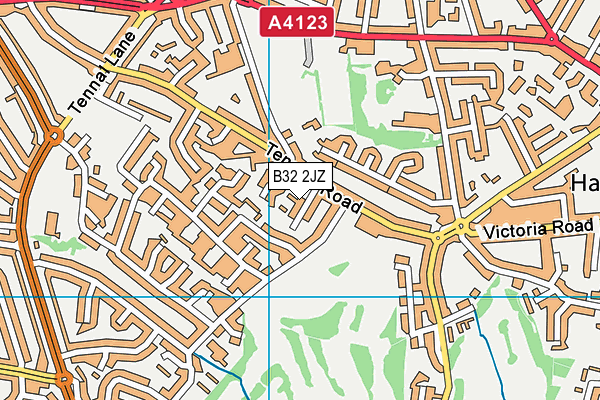 B32 2JZ map - OS VectorMap District (Ordnance Survey)