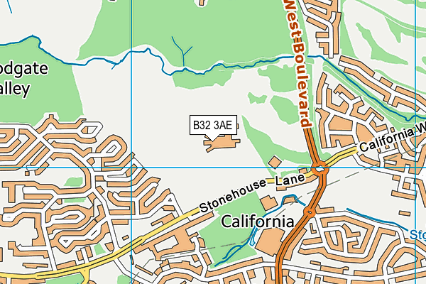 Hillcrest School & Sixth Form Centre map (B32 3AE) - OS VectorMap District (Ordnance Survey)