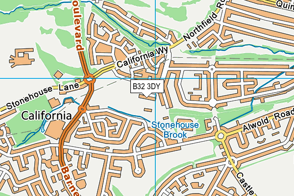B32 3DY map - OS VectorMap District (Ordnance Survey)