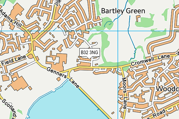 B32 3NG map - OS VectorMap District (Ordnance Survey)