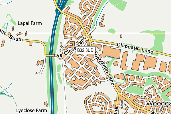 B32 3UD map - OS VectorMap District (Ordnance Survey)