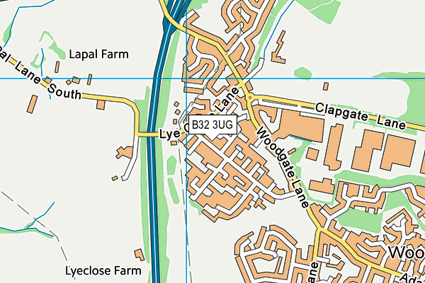 B32 3UG map - OS VectorMap District (Ordnance Survey)