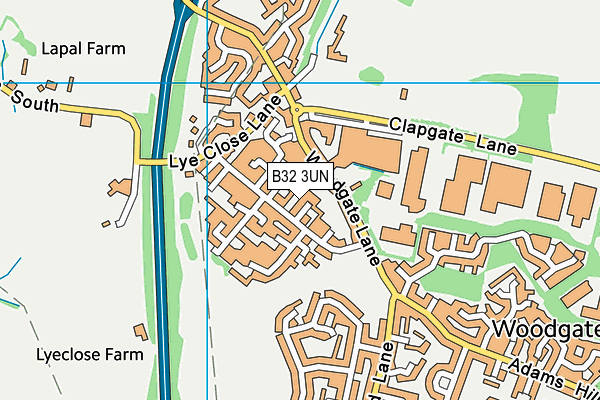 B32 3UN map - OS VectorMap District (Ordnance Survey)