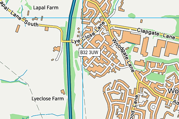 B32 3UW map - OS VectorMap District (Ordnance Survey)