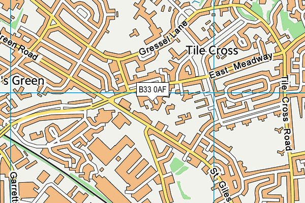 B33 0AF map - OS VectorMap District (Ordnance Survey)