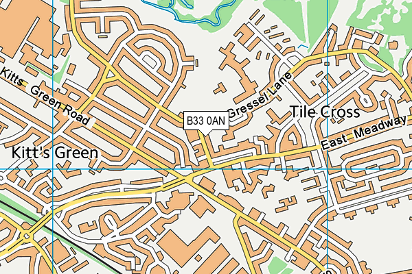 B33 0AN map - OS VectorMap District (Ordnance Survey)