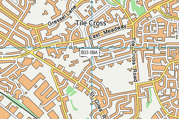 B33 0BA map - OS VectorMap District (Ordnance Survey)