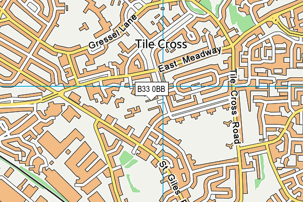 B33 0BB map - OS VectorMap District (Ordnance Survey)