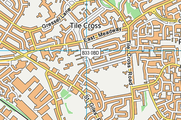 B33 0BD map - OS VectorMap District (Ordnance Survey)