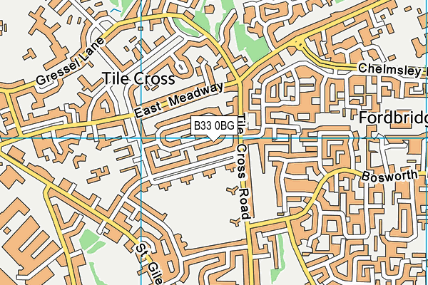 B33 0BG map - OS VectorMap District (Ordnance Survey)