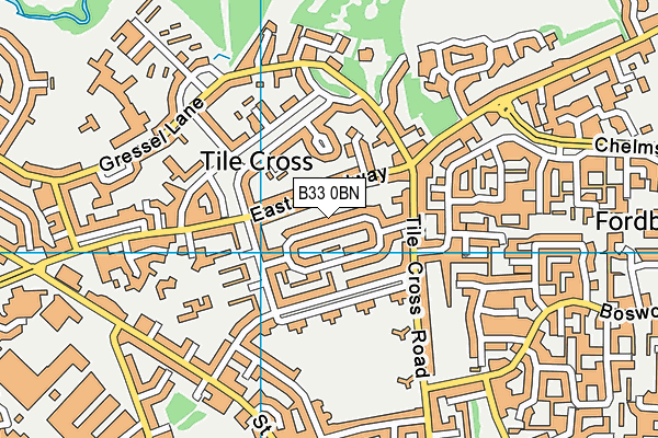 B33 0BN map - OS VectorMap District (Ordnance Survey)