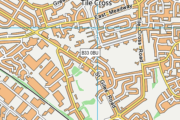 B33 0BU map - OS VectorMap District (Ordnance Survey)