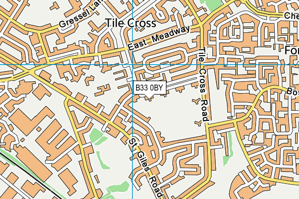 B33 0BY map - OS VectorMap District (Ordnance Survey)