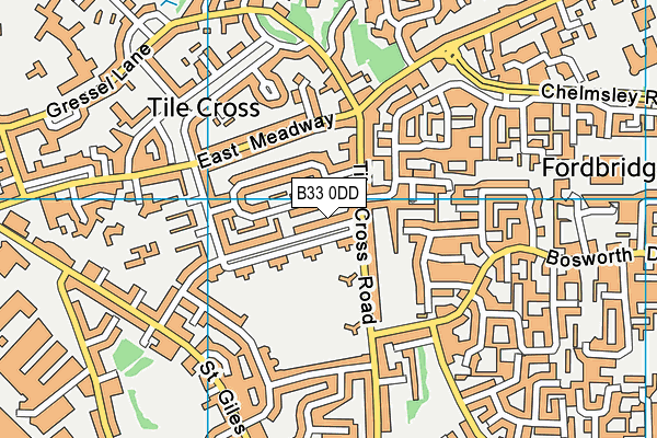 B33 0DD map - OS VectorMap District (Ordnance Survey)