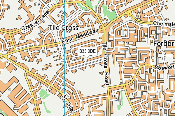 B33 0DE map - OS VectorMap District (Ordnance Survey)