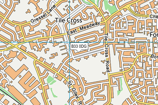 B33 0DG map - OS VectorMap District (Ordnance Survey)