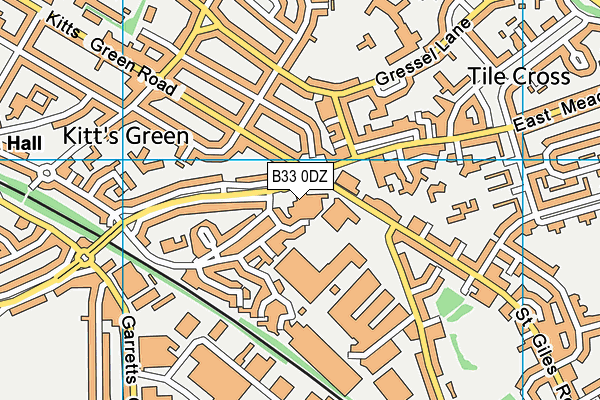 B33 0DZ map - OS VectorMap District (Ordnance Survey)