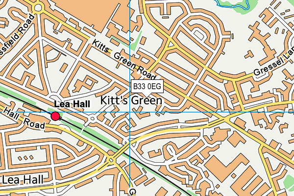 B33 0EG map - OS VectorMap District (Ordnance Survey)