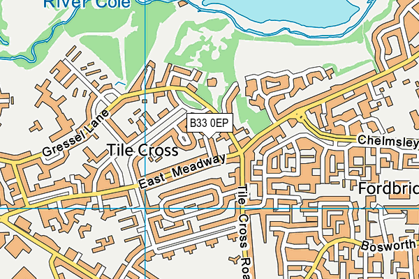 B33 0EP map - OS VectorMap District (Ordnance Survey)