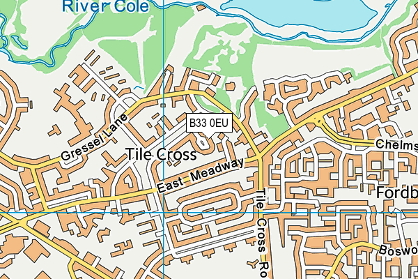 B33 0EU map - OS VectorMap District (Ordnance Survey)